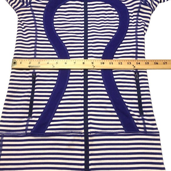 Lululemon In Stride Jacket Pigment Blue White Narrow Bold Stripe Women Size 4 - Picture 12 of 16